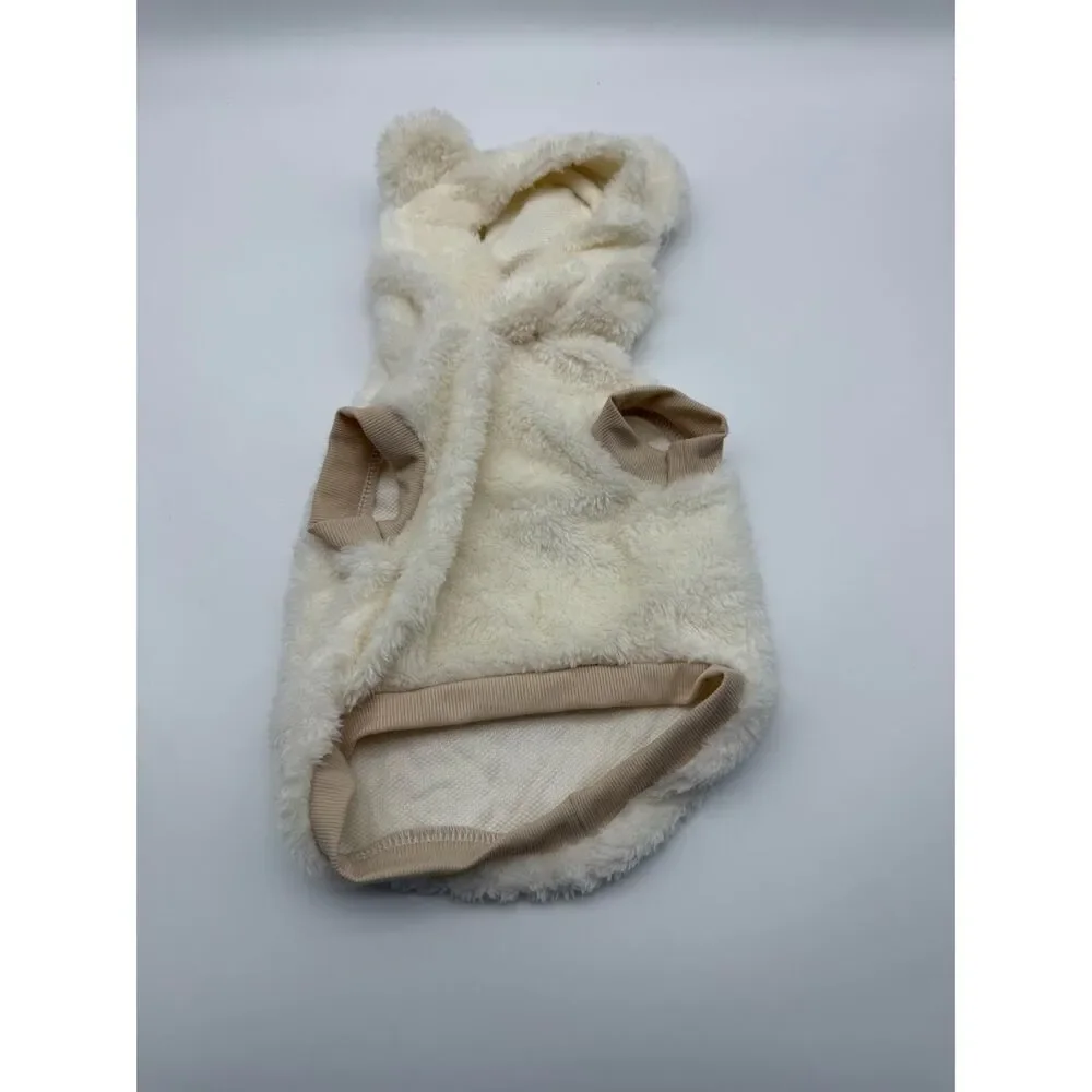 white berber fleece cat hoodie with bear ears size med